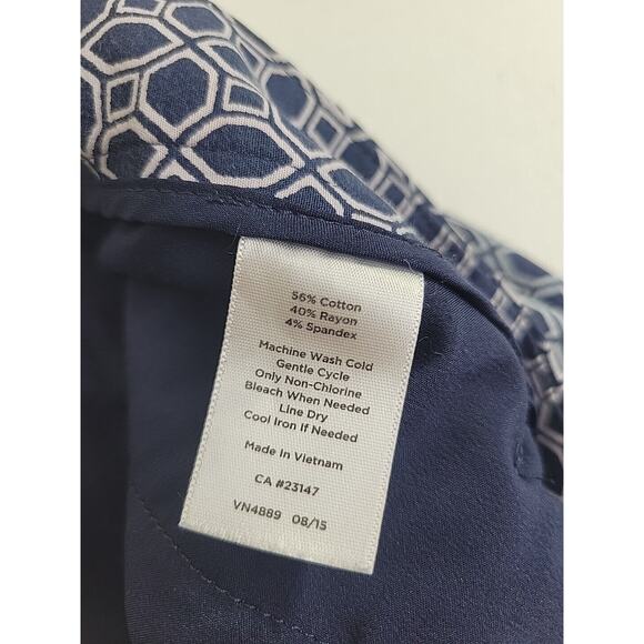 Talbots Hampshire Curvy Blue Cropped Geometric High Rise Casual Pants Size 16 - Picture 10 of 10